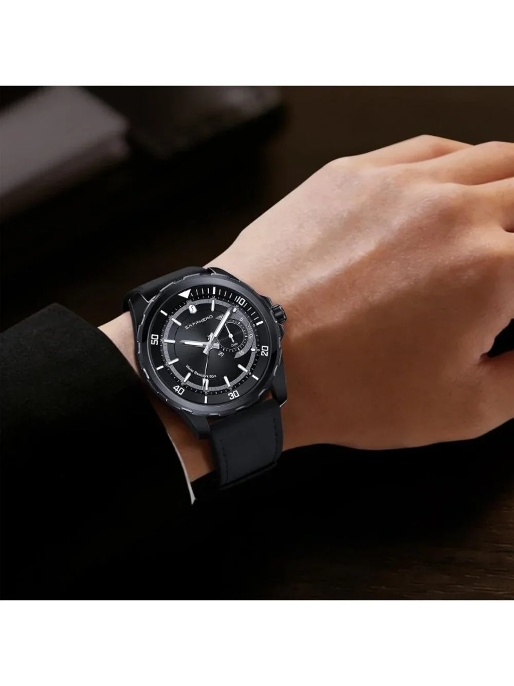 Men's All Black Numeral Dial Stainless Steel Strap Analog Quartz Wrist Watch